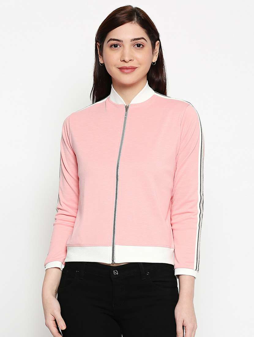 contrast bind bomber jacket