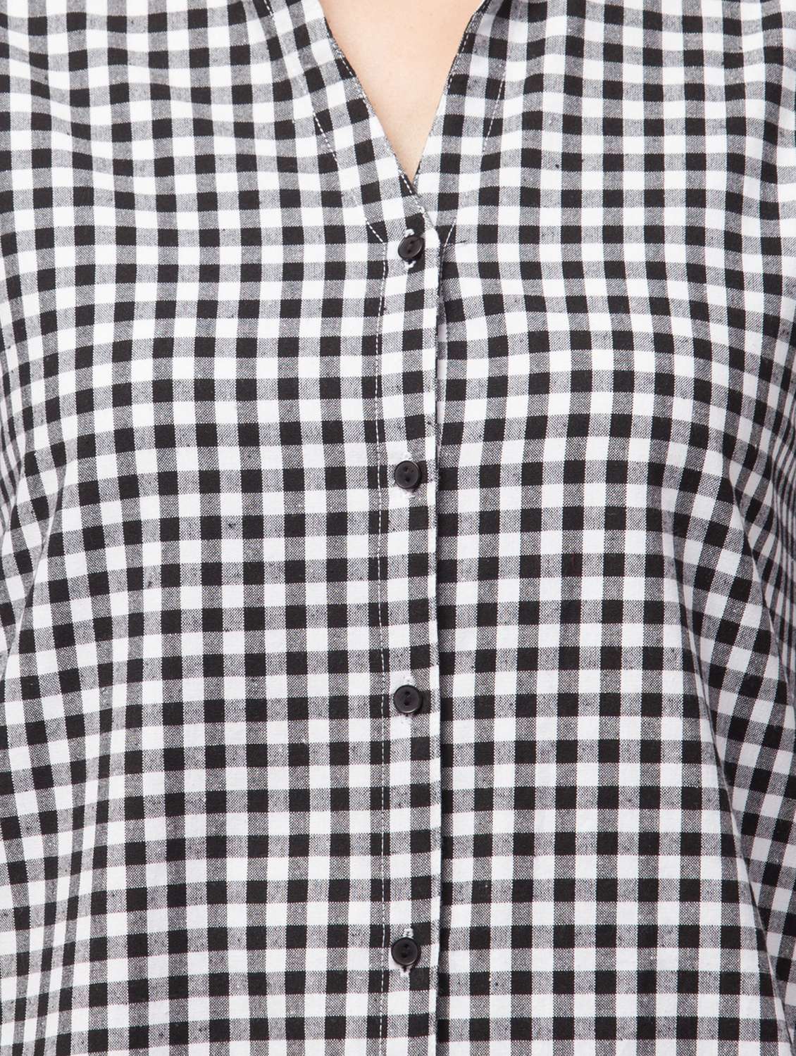 women white checkered straight mandarin neck top - 17994682 -  Standard Image - 4