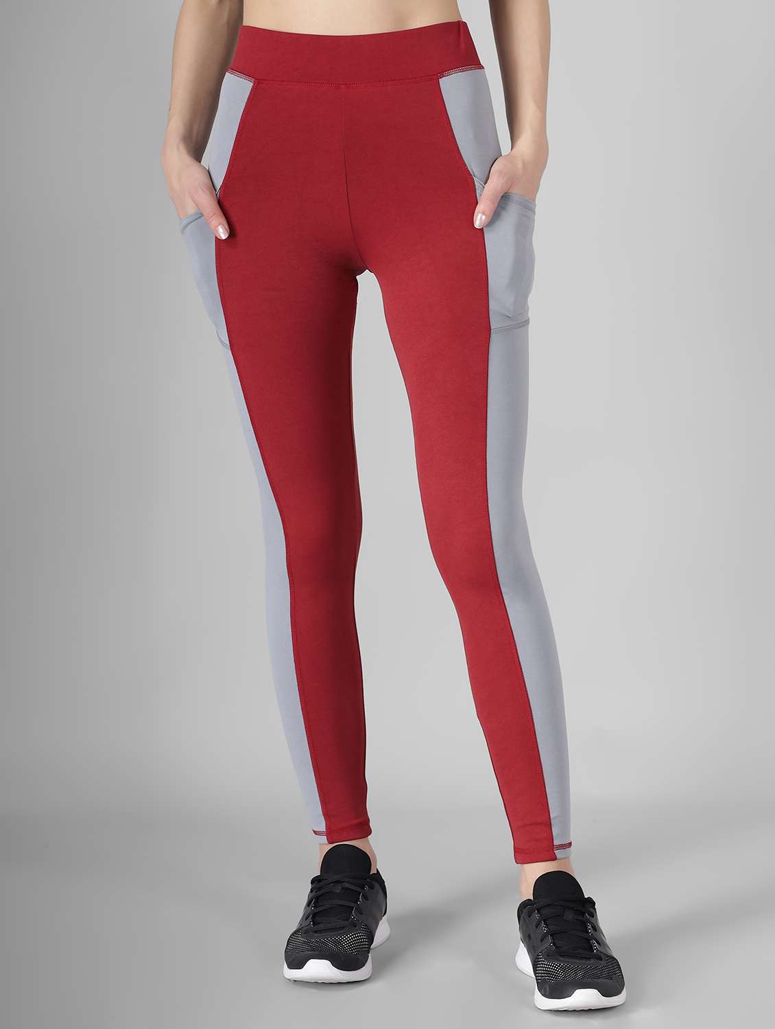 high rise color block track pant