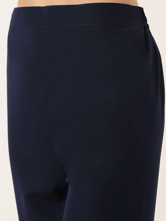 navy crepe kurta pant set - 17995055 - Standard Image - 4