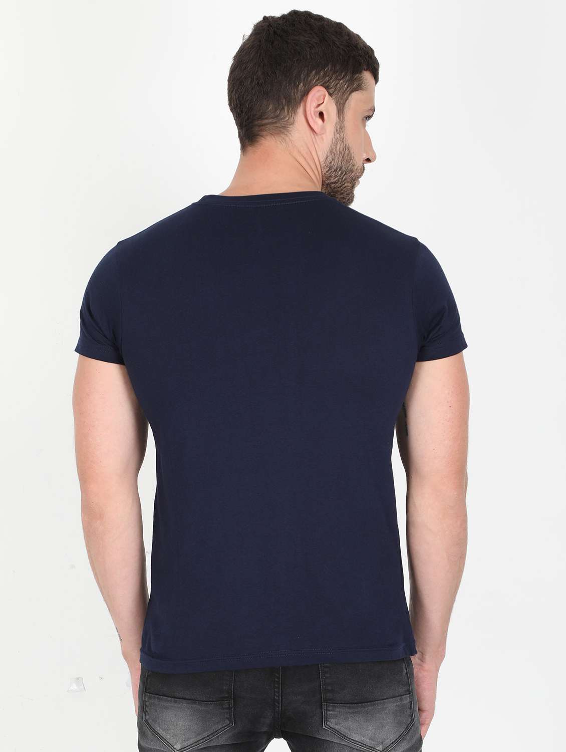 navy blue printed t-shirt - 17996770 -  Standard Image - 1