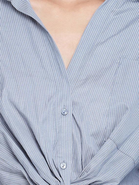 long sleeved striped crop shirt - 17996880 - Standard Image - 4