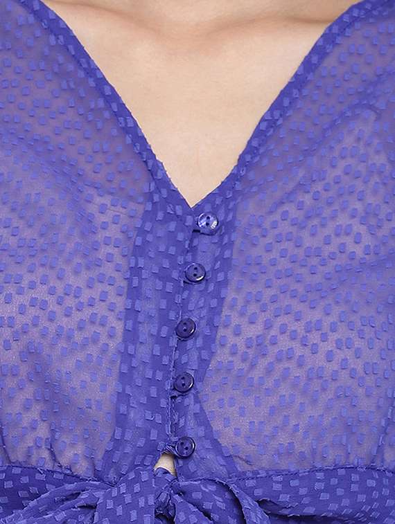 bishop sleeved dobby crop top - 17996885 -  Standard Image - 4