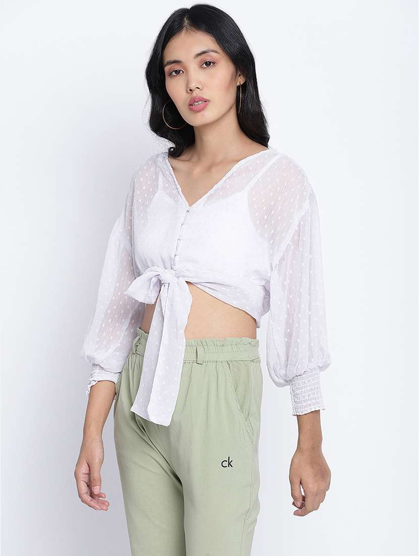 women's crop v neck top - 17996888 -  Standard Image - 1