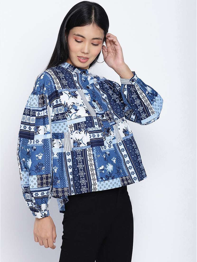 bishop sleeved printed top  - 17996892 -  Standard Image - 1