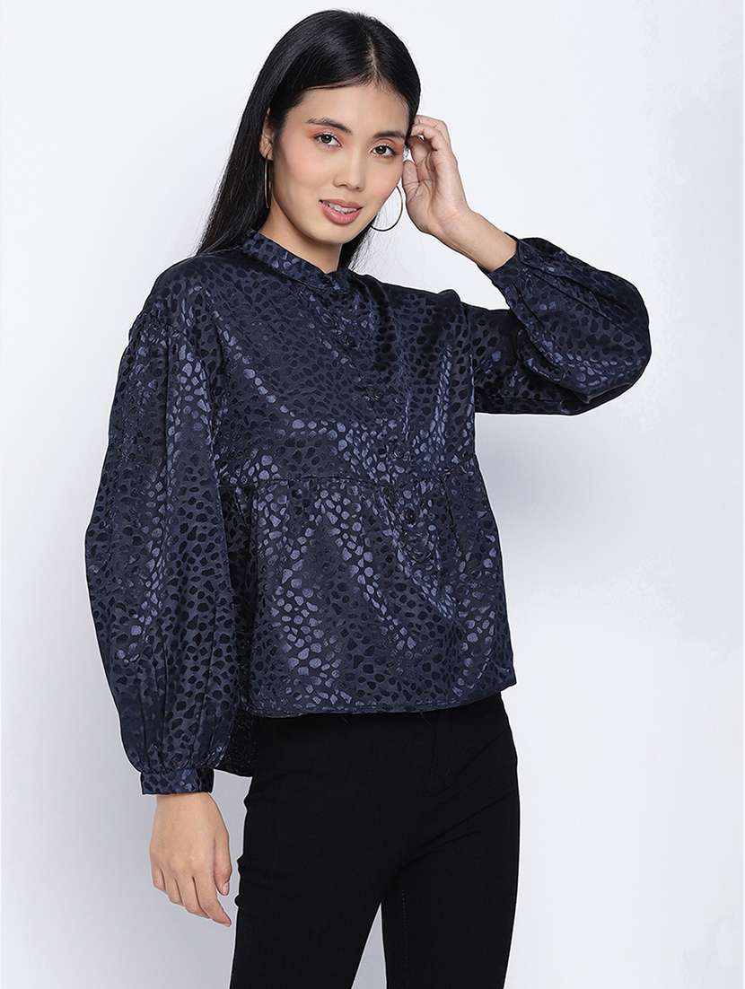 women's straight mandarin neck top - 17996893 -  Standard Image - 1