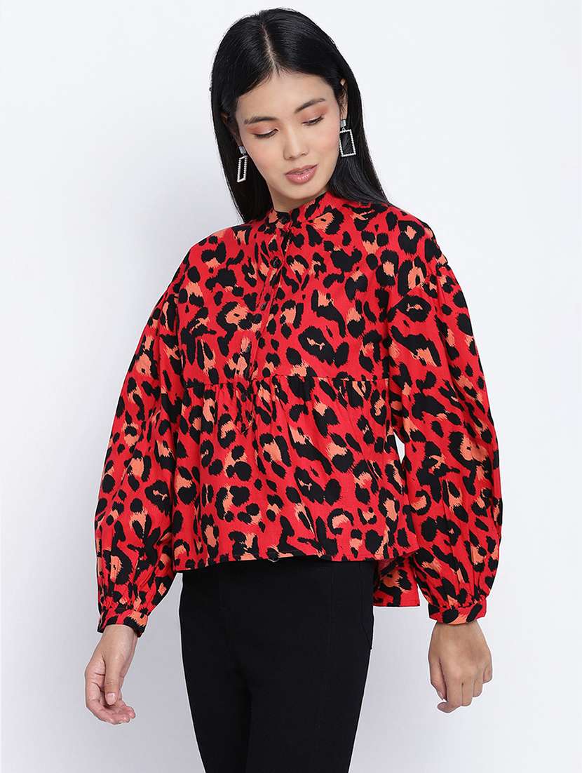 women's straight mandarin neck top - 17996895 -  Standard Image - 1