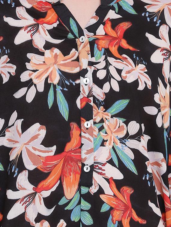 mandarin neck printed tunic - 17996901 - Standard Image - 4