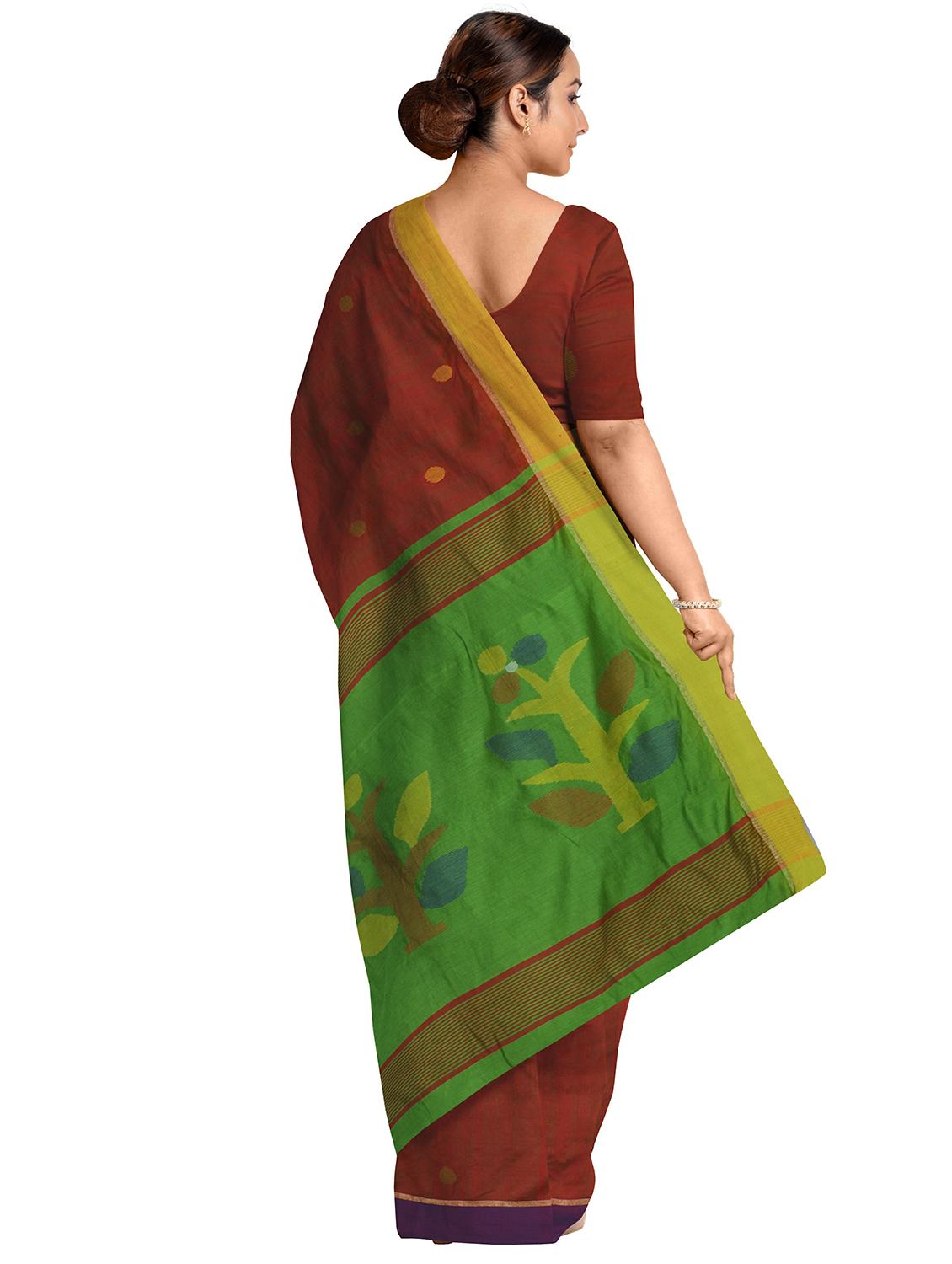 women's printed burgundy colored saree with blouse - 17997172 -  Standard Image - 1
