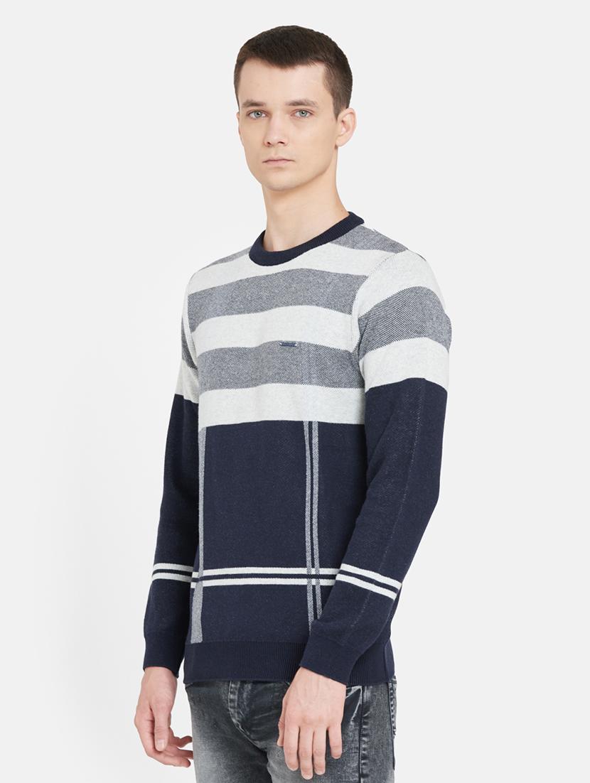navy blue color block pullover - 17997230 - Standard Image - 1