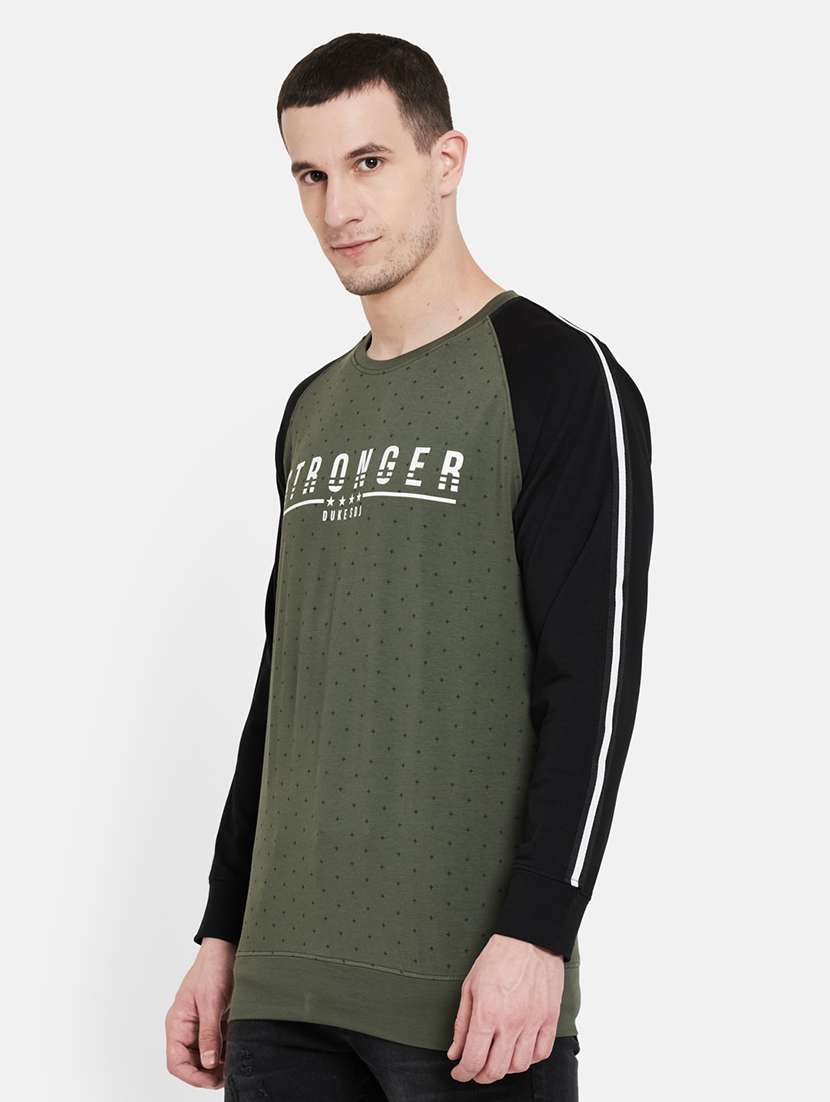 olive green printed raglan sweatshirt - 17997242 -  Standard Image - 1