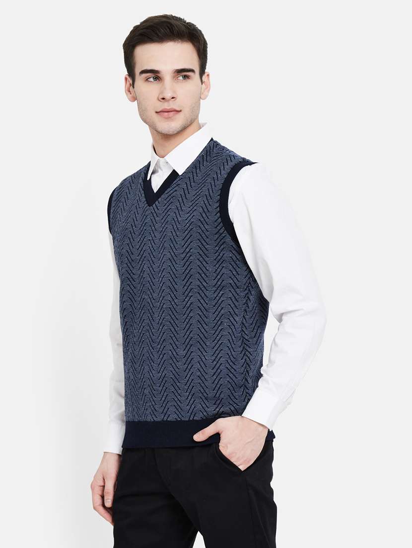 navy blue printed reversible pullover - 17997319 - Standard Image - 1