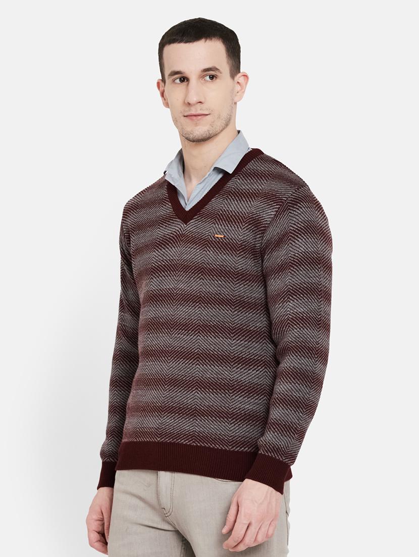 maroon striped pullover - 17997337 - Standard Image - 1