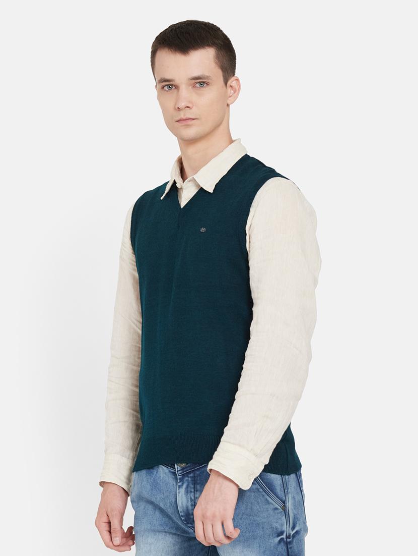 teal blue solid pullover - 17997342 - Standard Image - 1