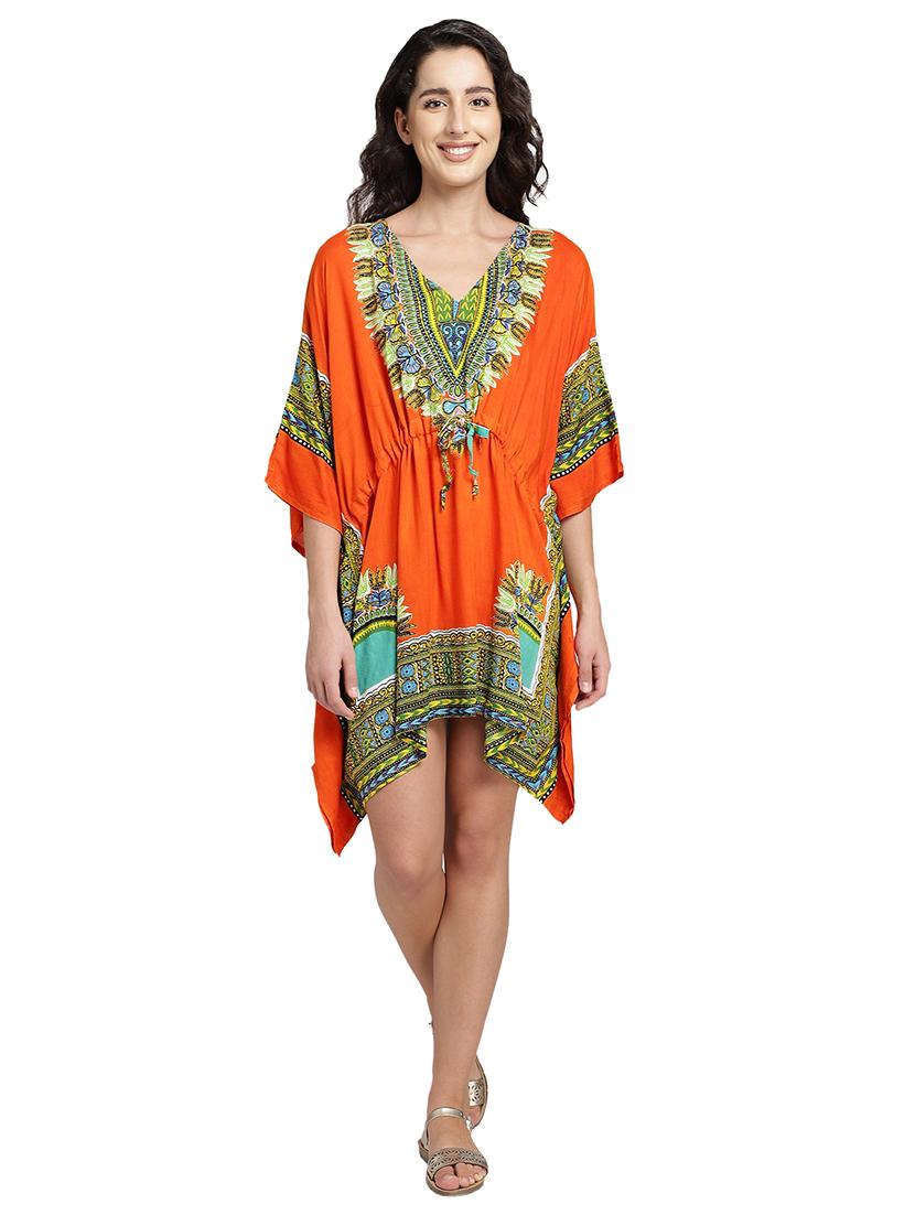 v-neck printed kaftan dress - 17997402 -  Standard Image - 1