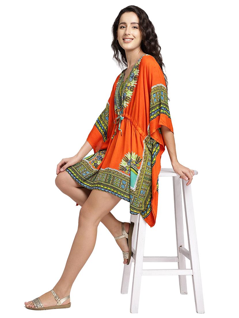 v-neck printed kaftan dress - 17997402 - Standard Image - 4