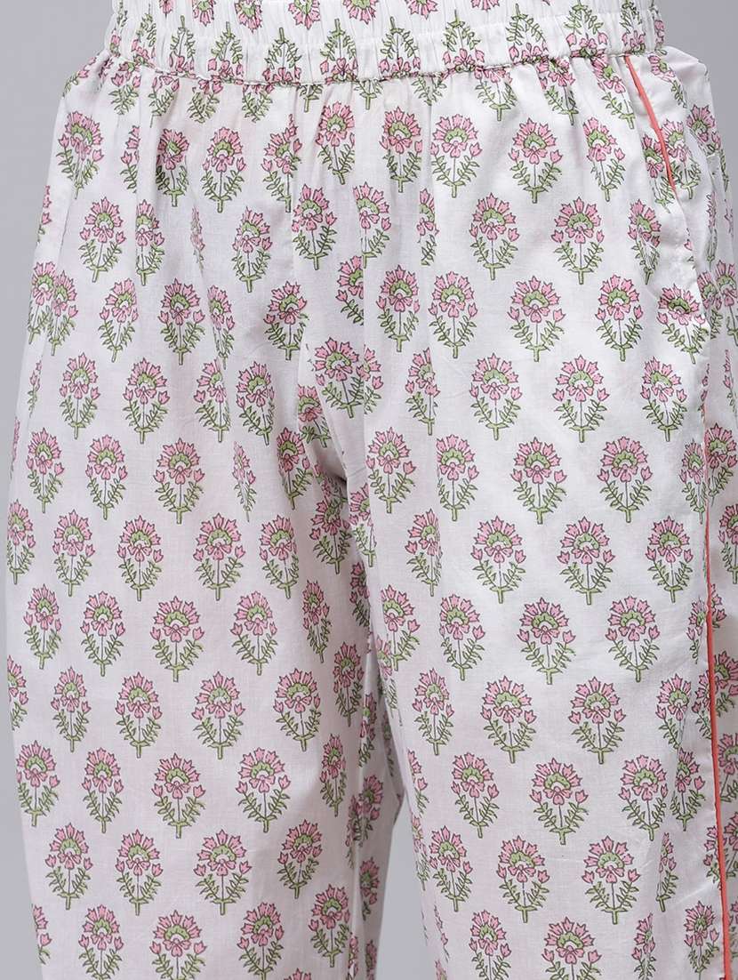 lapel neck printed nightwear pajama set - 17997485 - Standard Image - 4