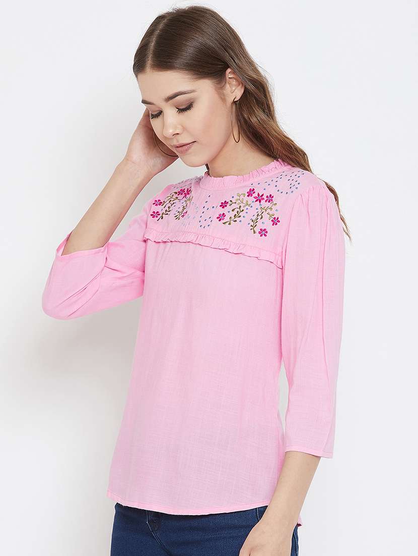 women's straight round neck top - 17997701 -  Standard Image - 1