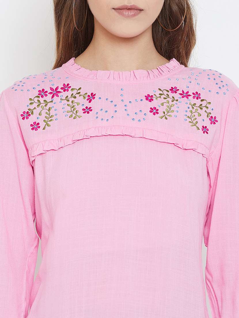 women's straight round neck top - 17997701 - Standard Image - 4