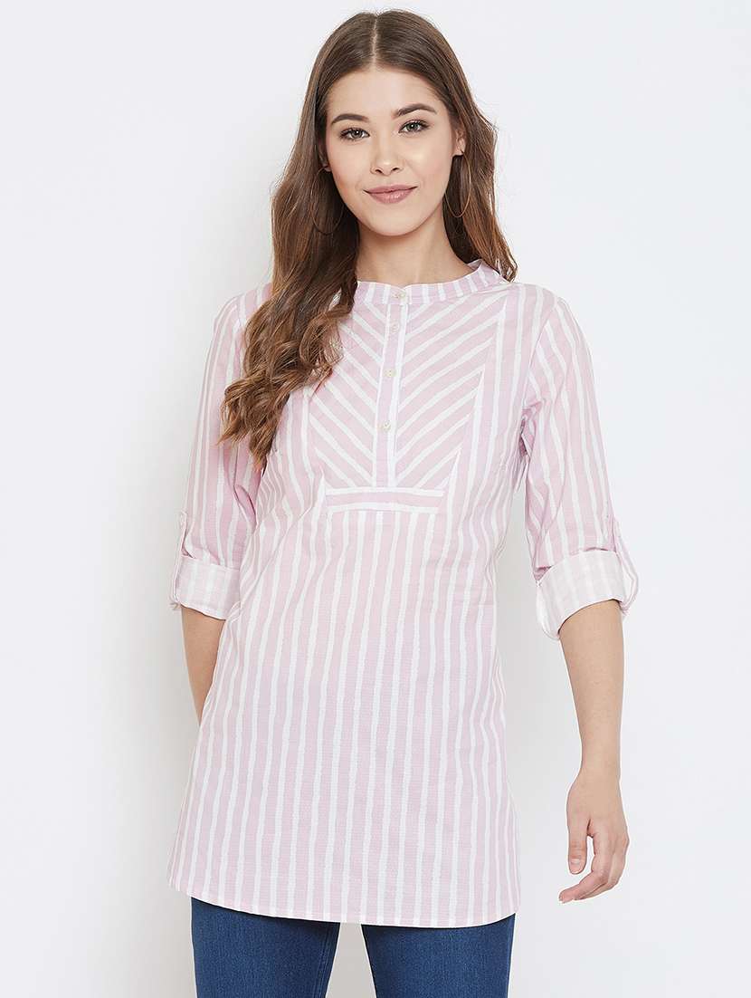 pink striped regular tunic