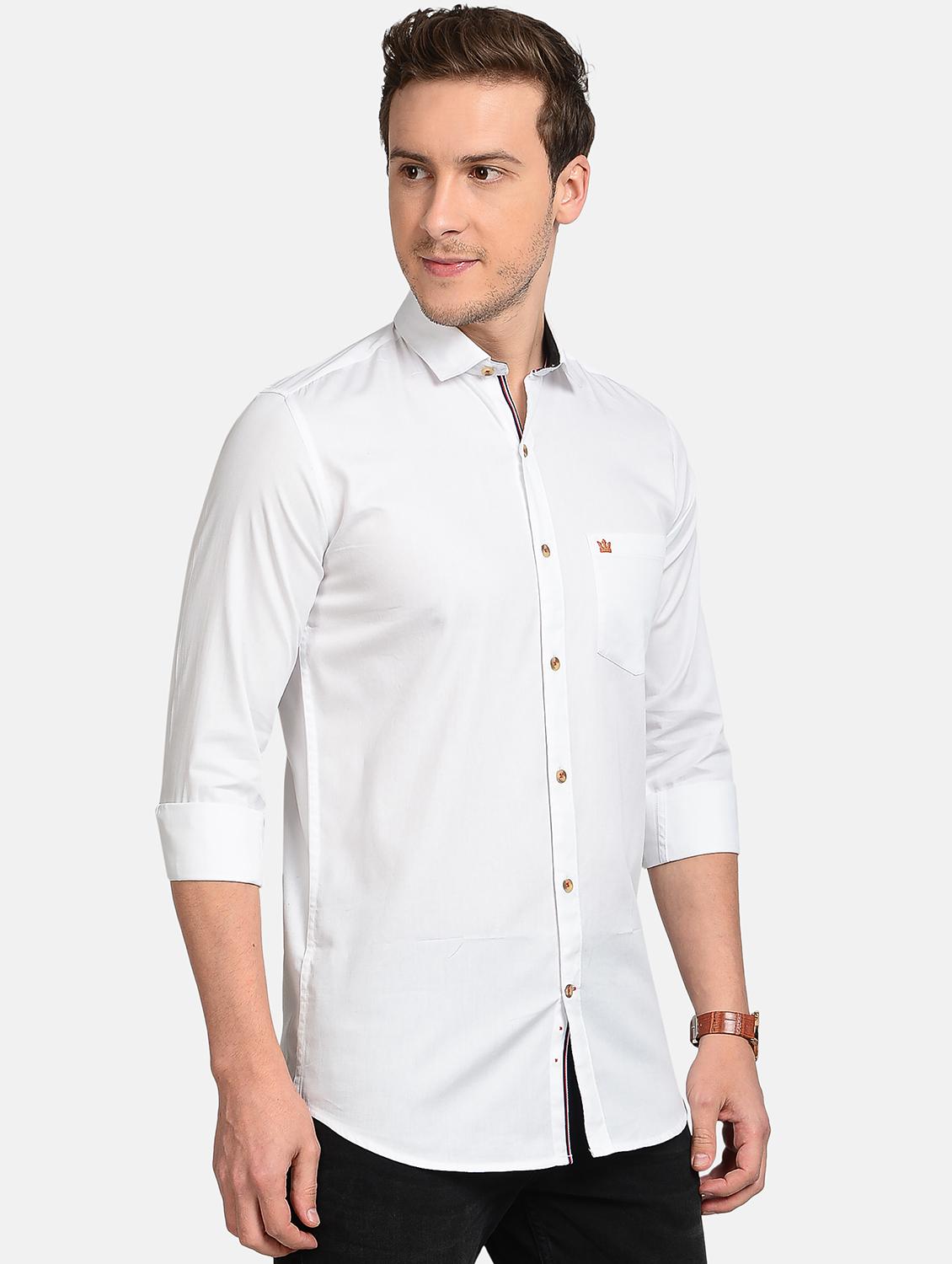 white solid casual shirt - 17997815 - Standard Image - 1