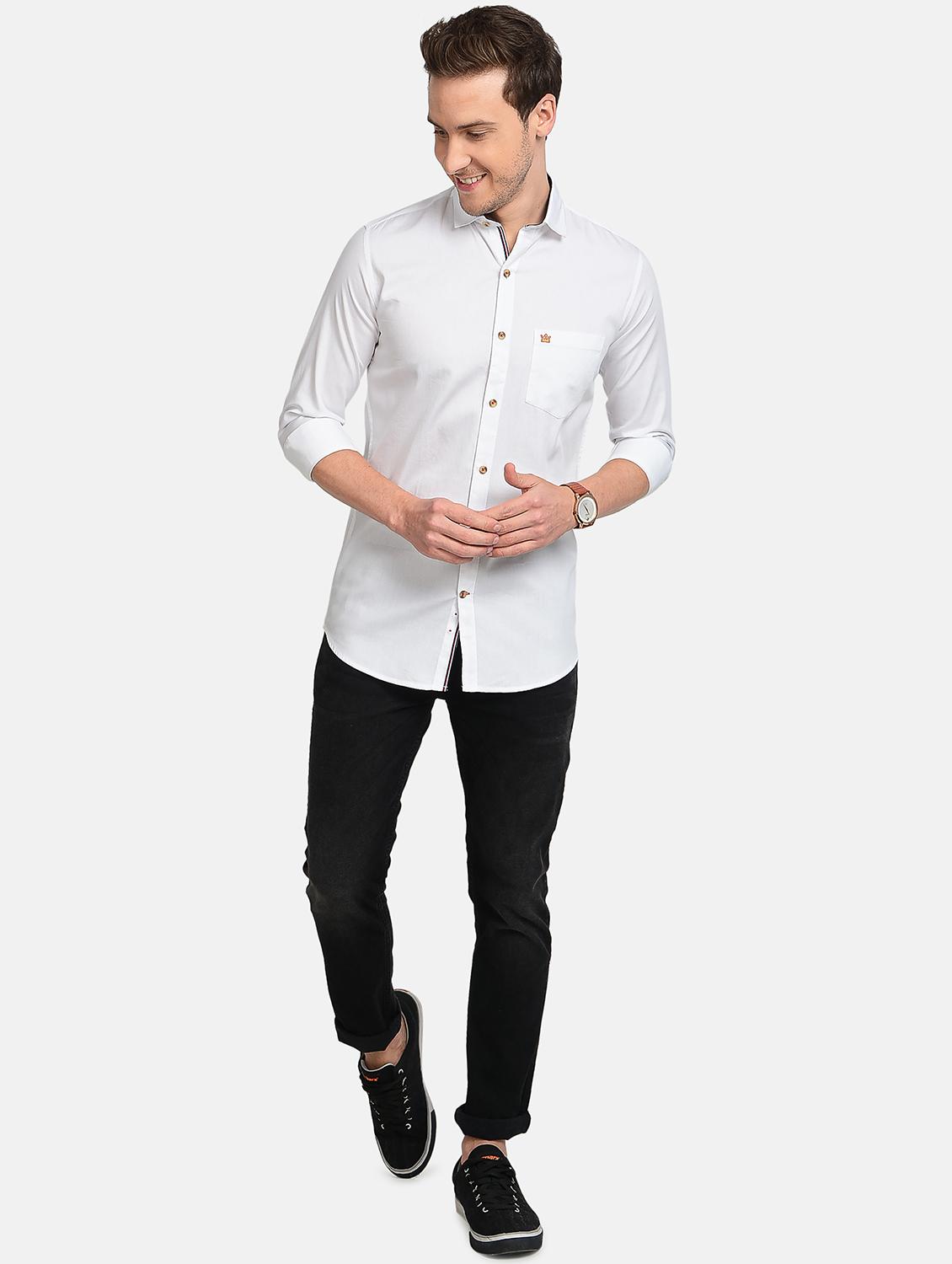 white solid casual shirt - 17997815 - Standard Image - 4