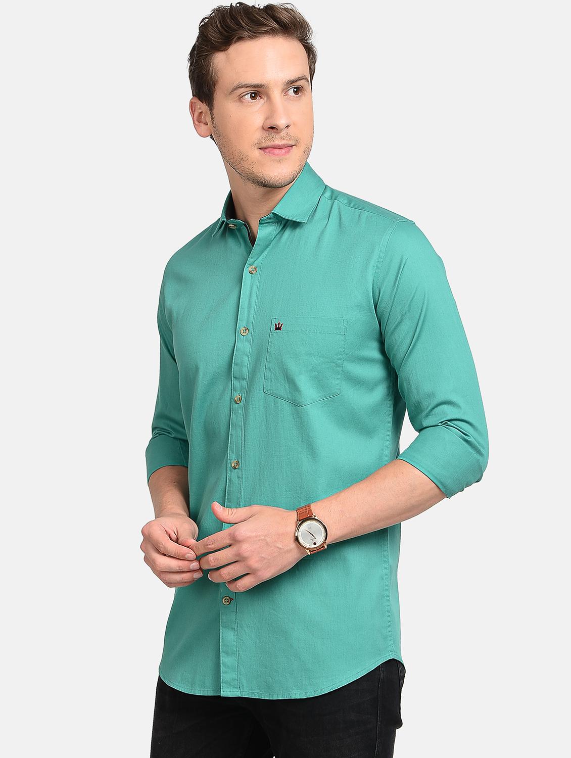 light blue solid casual shirt - 17997818 - Standard Image - 1
