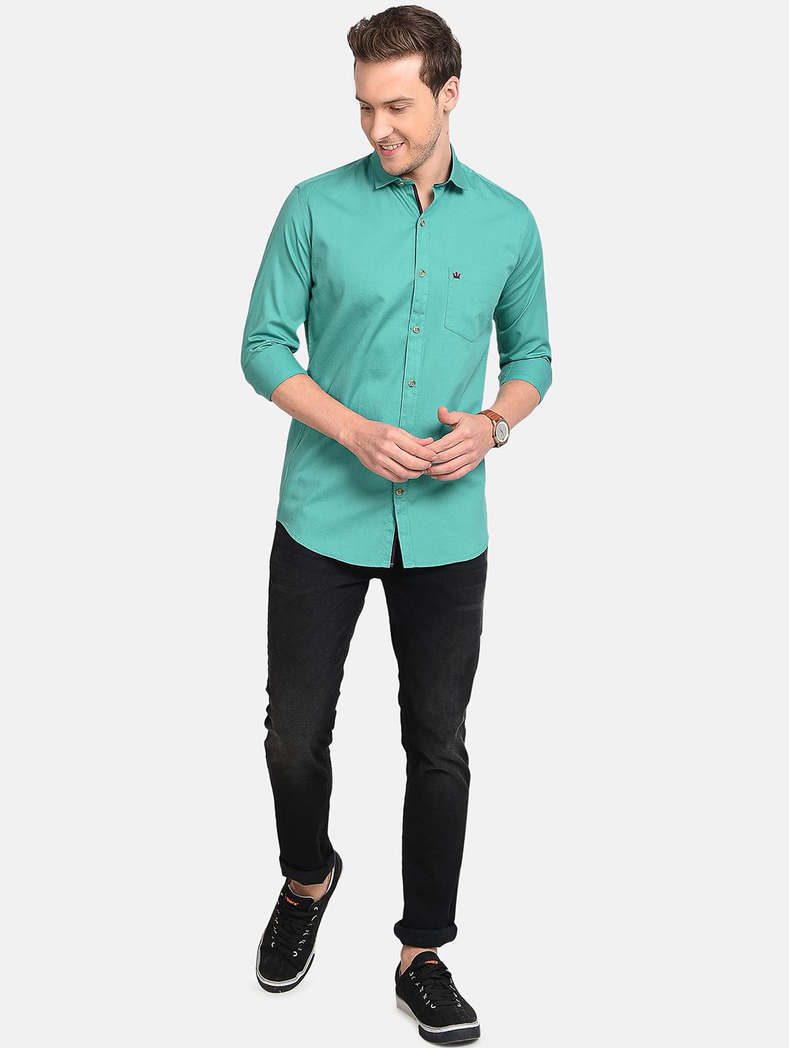 light blue solid casual shirt - 17997818 - Standard Image - 4