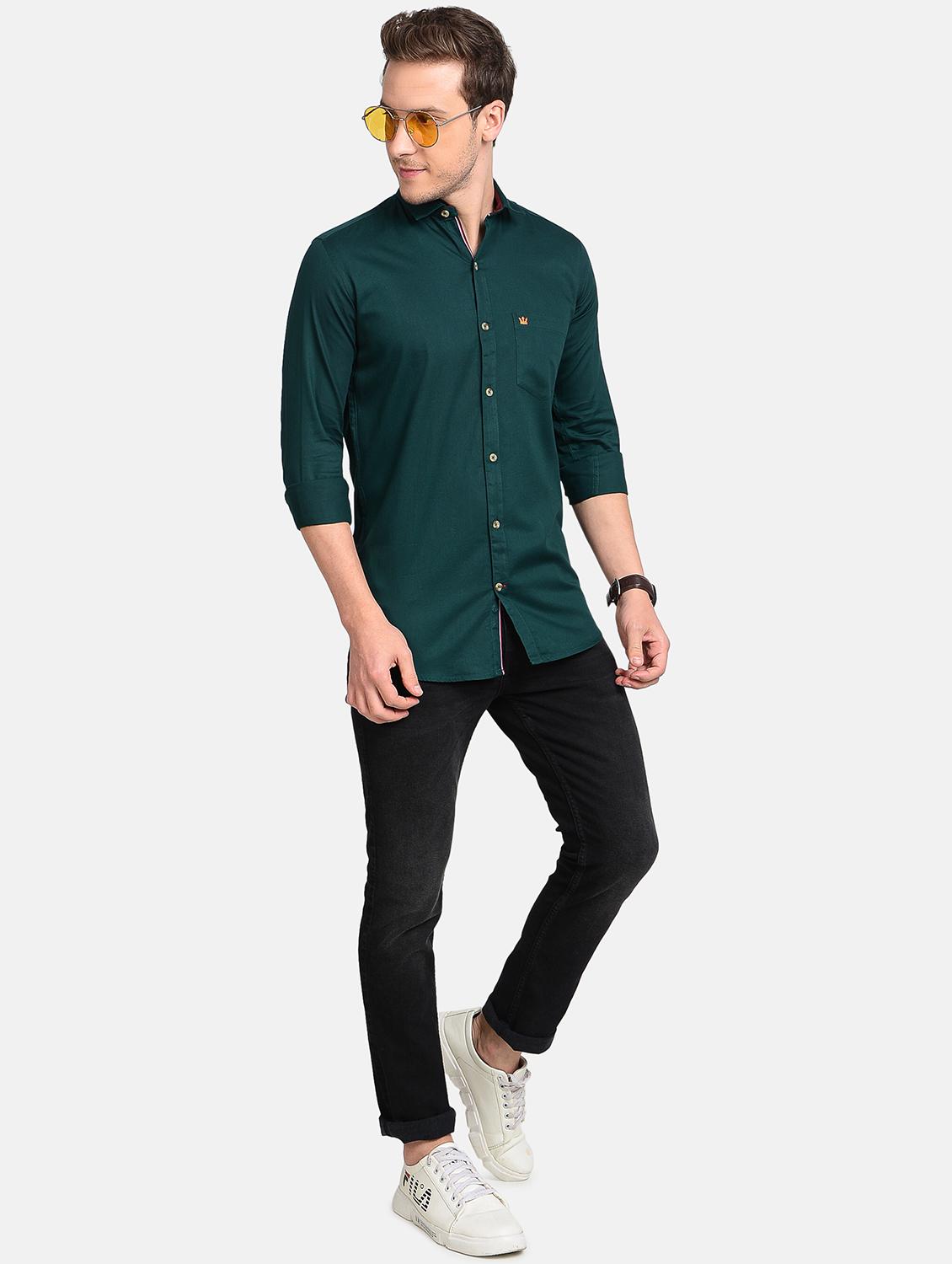 teal solid casual shirt - 17997820 - Standard Image - 4