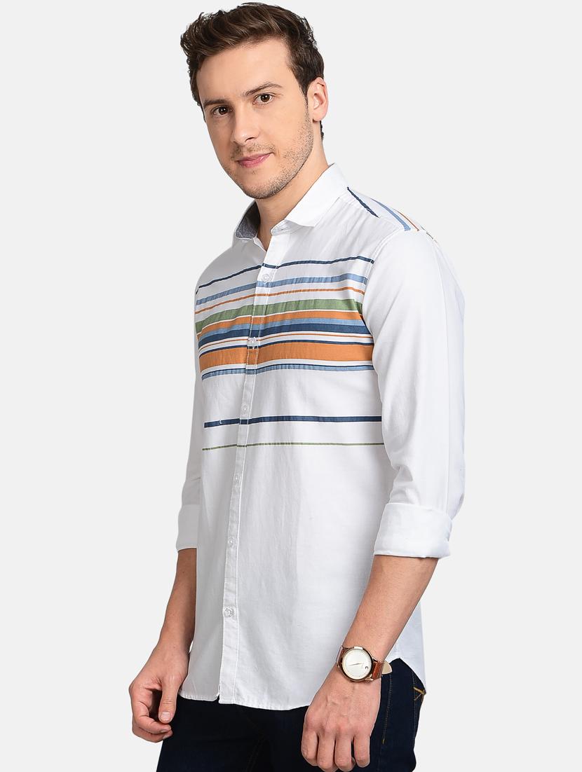 orange striped casual shirt - 17997828 - Standard Image - 1