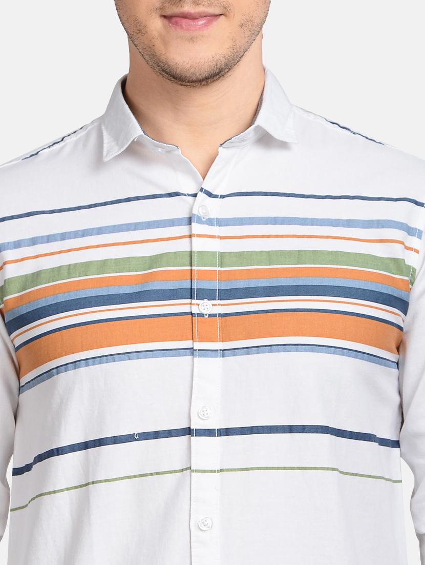orange striped casual shirt - 17997828 - Standard Image - 4
