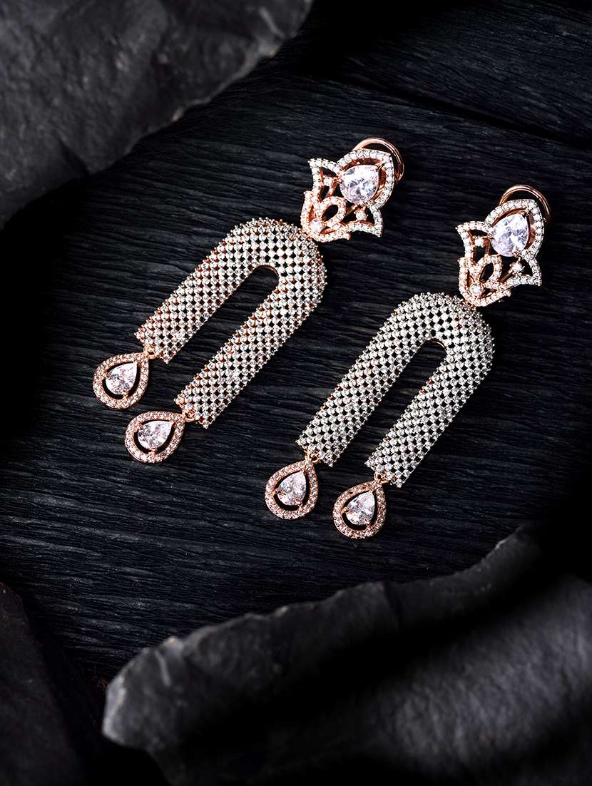  white long designer drop earrings