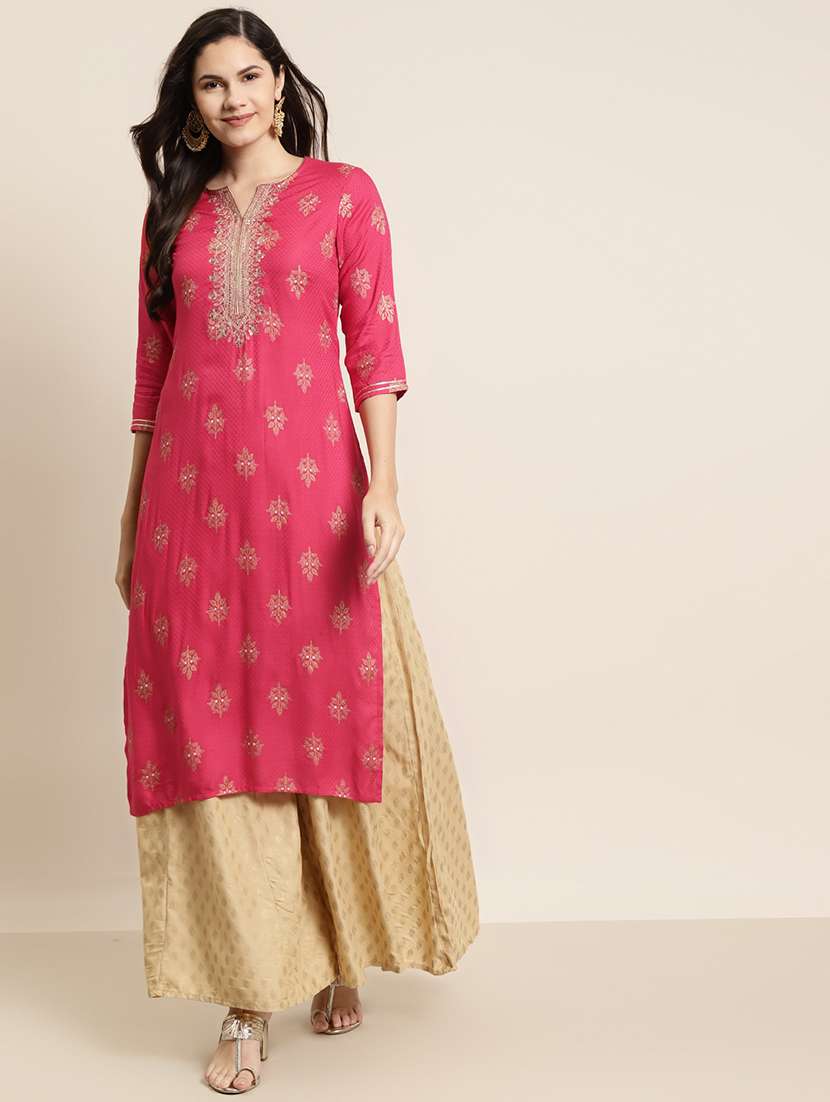 foil print straight kurta