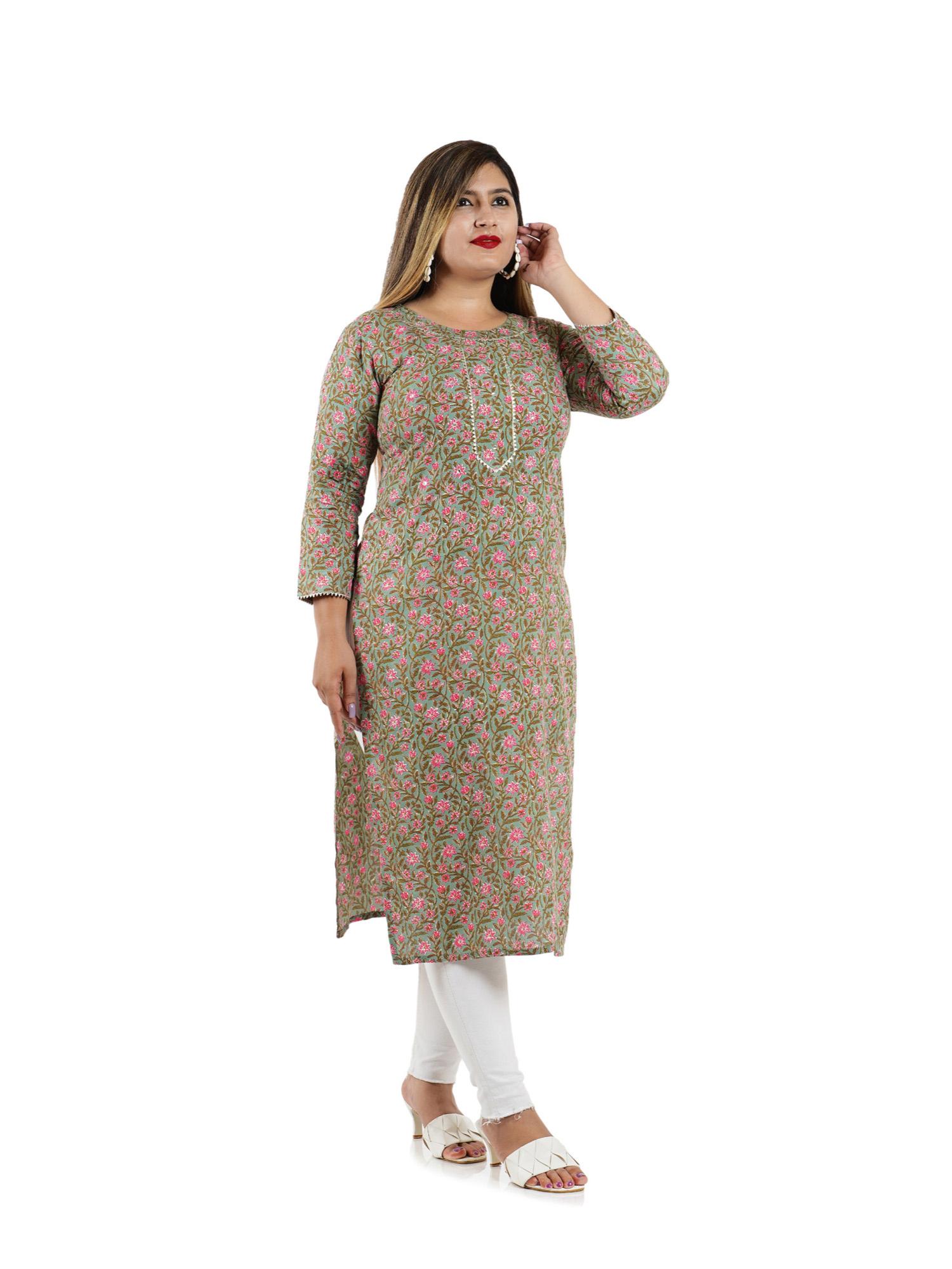 rayon printed kurti with mirror working - 17998043 - Standard Image - 1