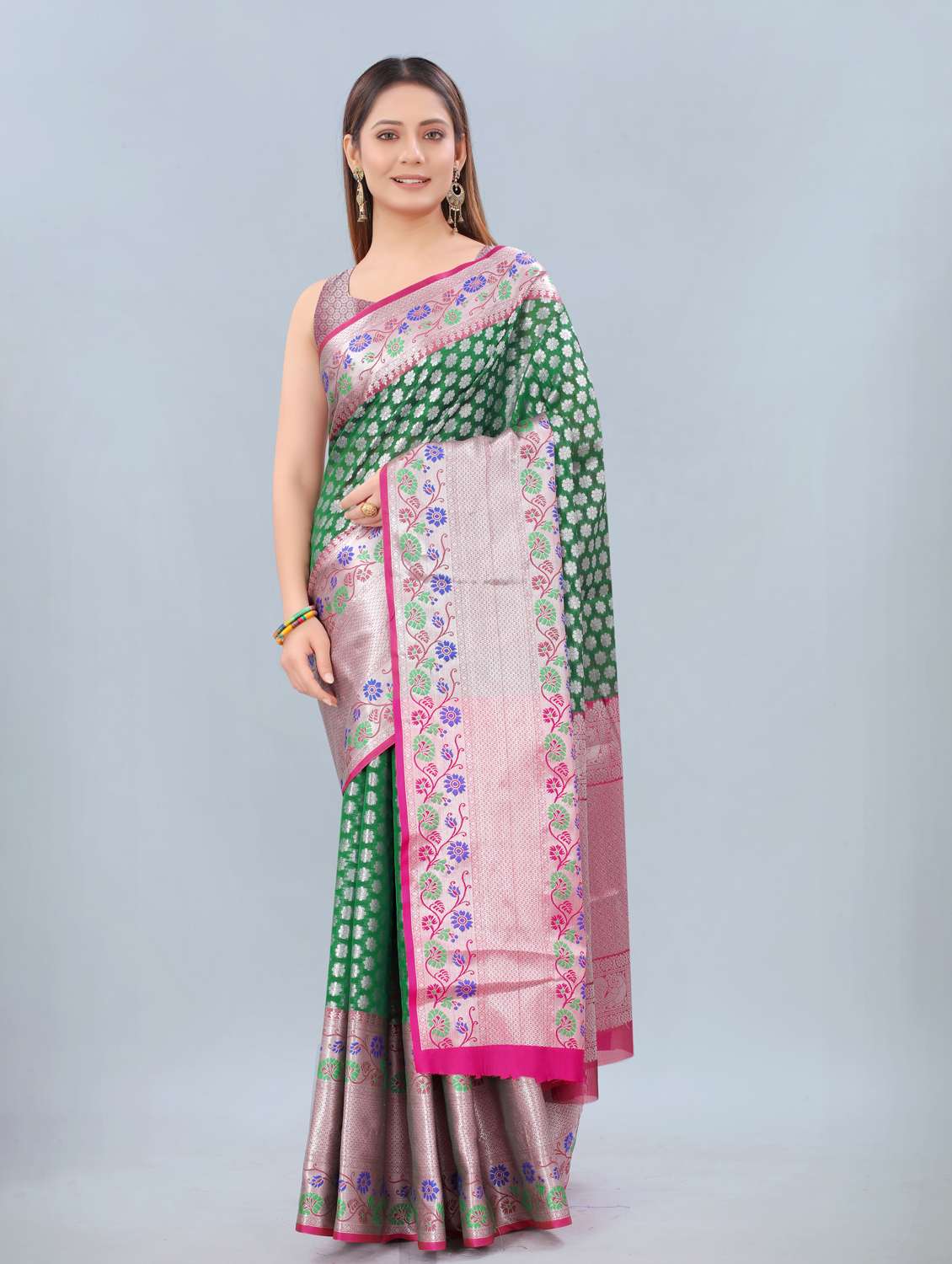zari work woven saree with blouse