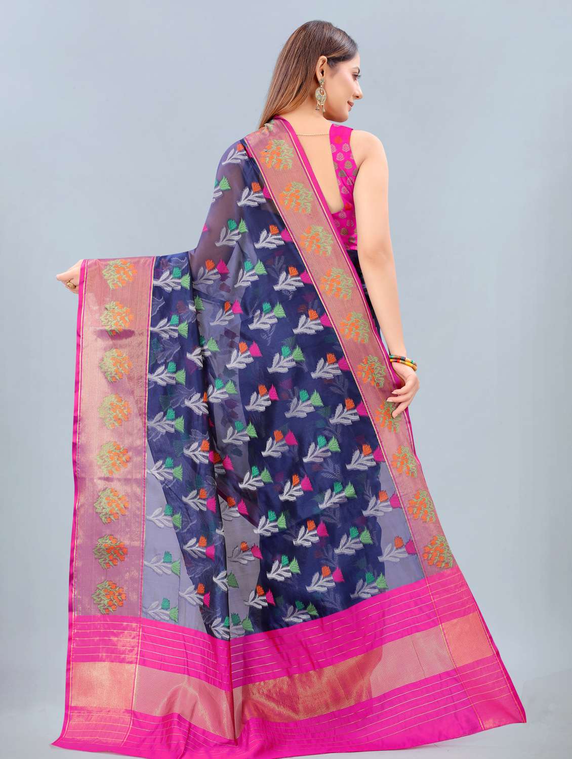 Zari Work Woven Saree With Blouse