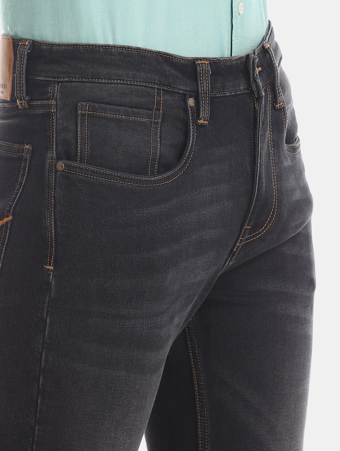 dark blue solid stone washed jean - 17999752 - Standard Image - 4