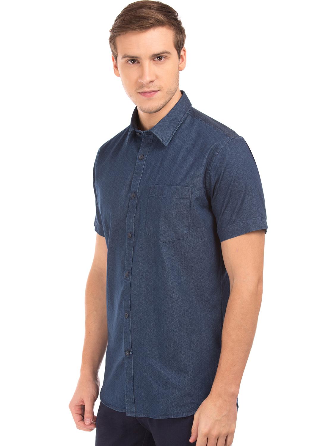 blue printed casual shirt - 17999823 - Standard Image - 1
