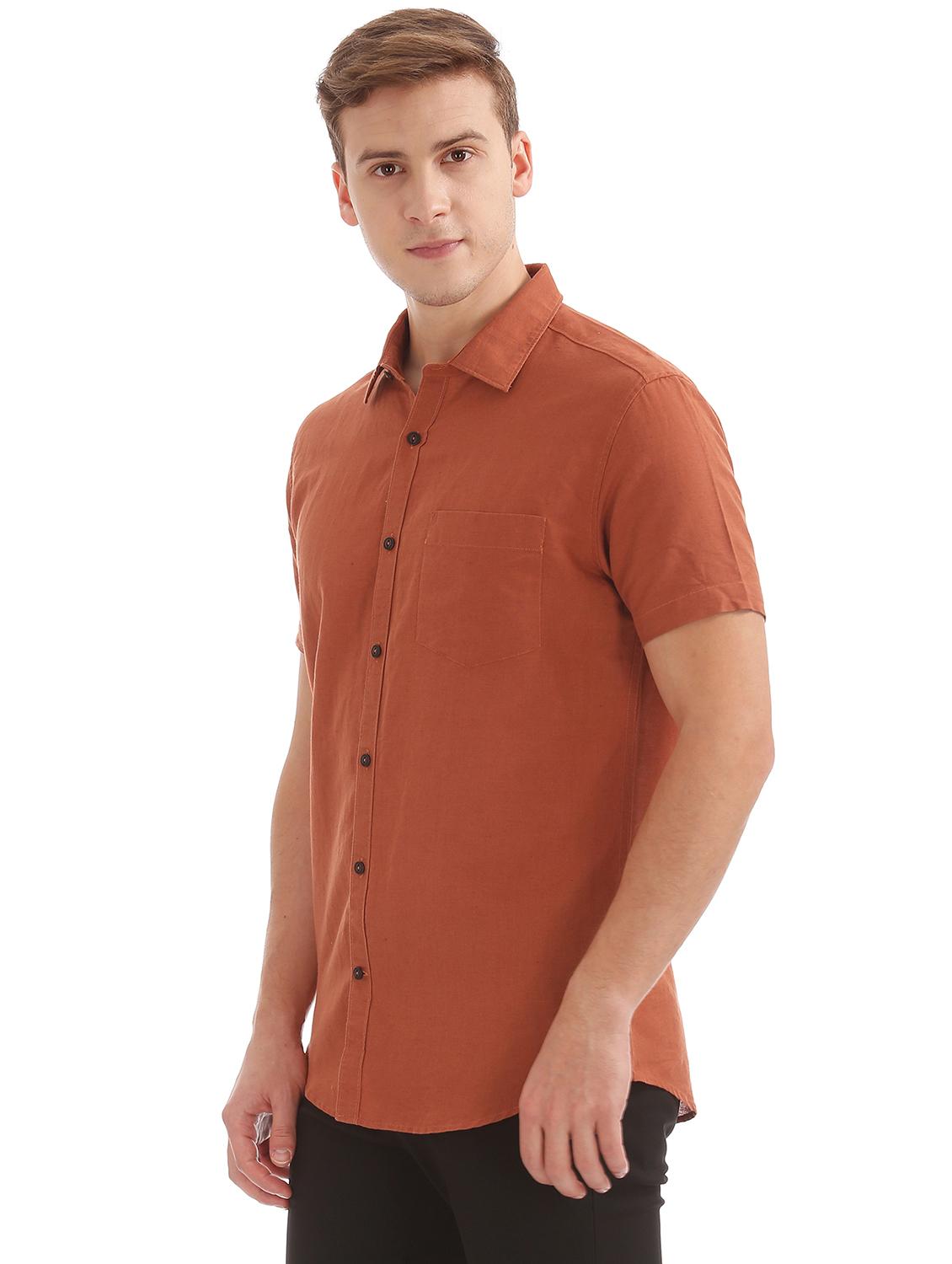 rust solid casual shirt - 17999824 - Standard Image - 1