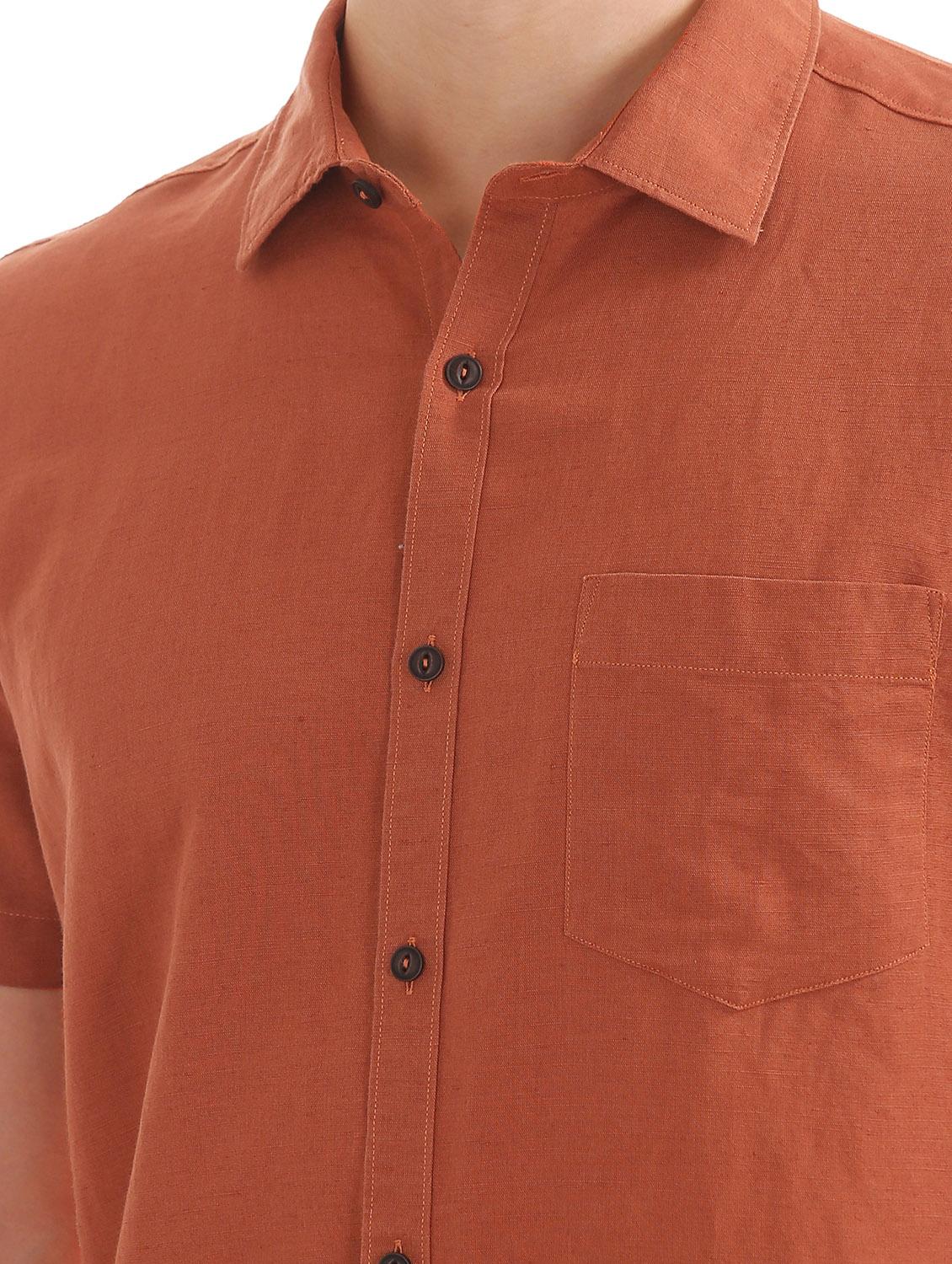 rust solid casual shirt - 17999824 - Standard Image - 4