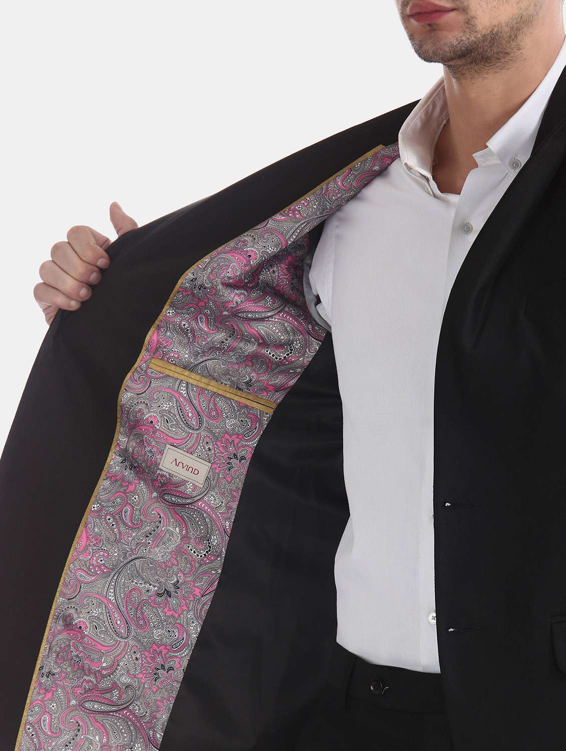 black self design single breasted suit - 17999935 -  Standard Image - 4