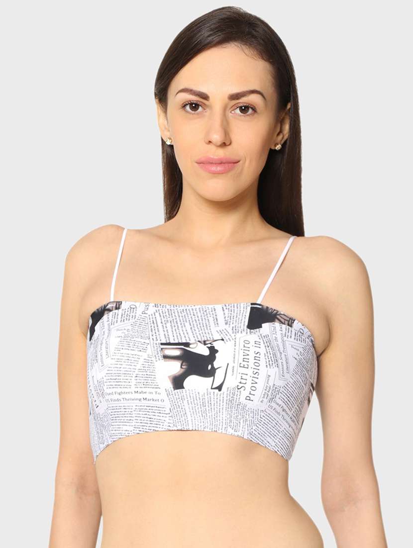 white printed bralette bra 