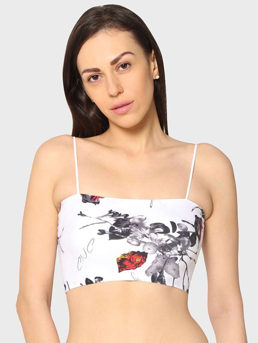 white printed bralette bra 