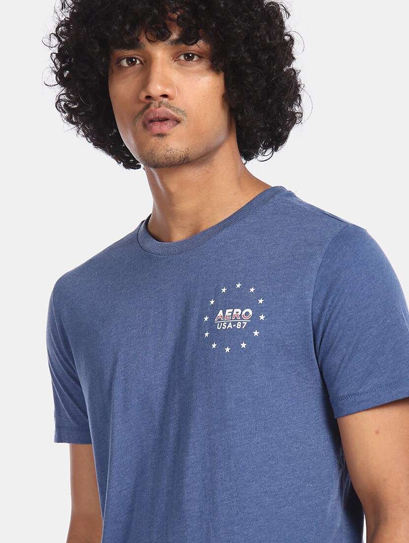 Blue Back Print T Shirt