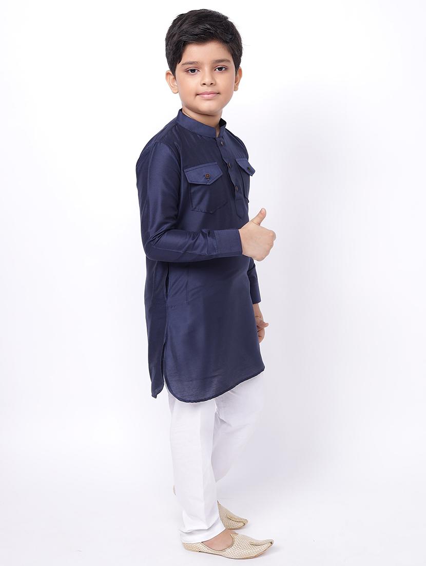 navy blue solid kurta  - 18002892 -  Standard Image - 1
