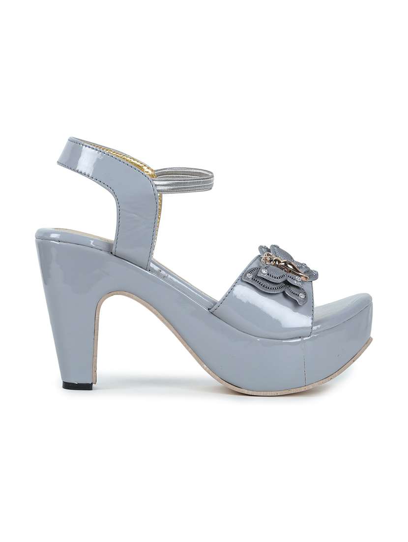 grey leatherette back strap sandals - 18003224 -  Standard Image - 1