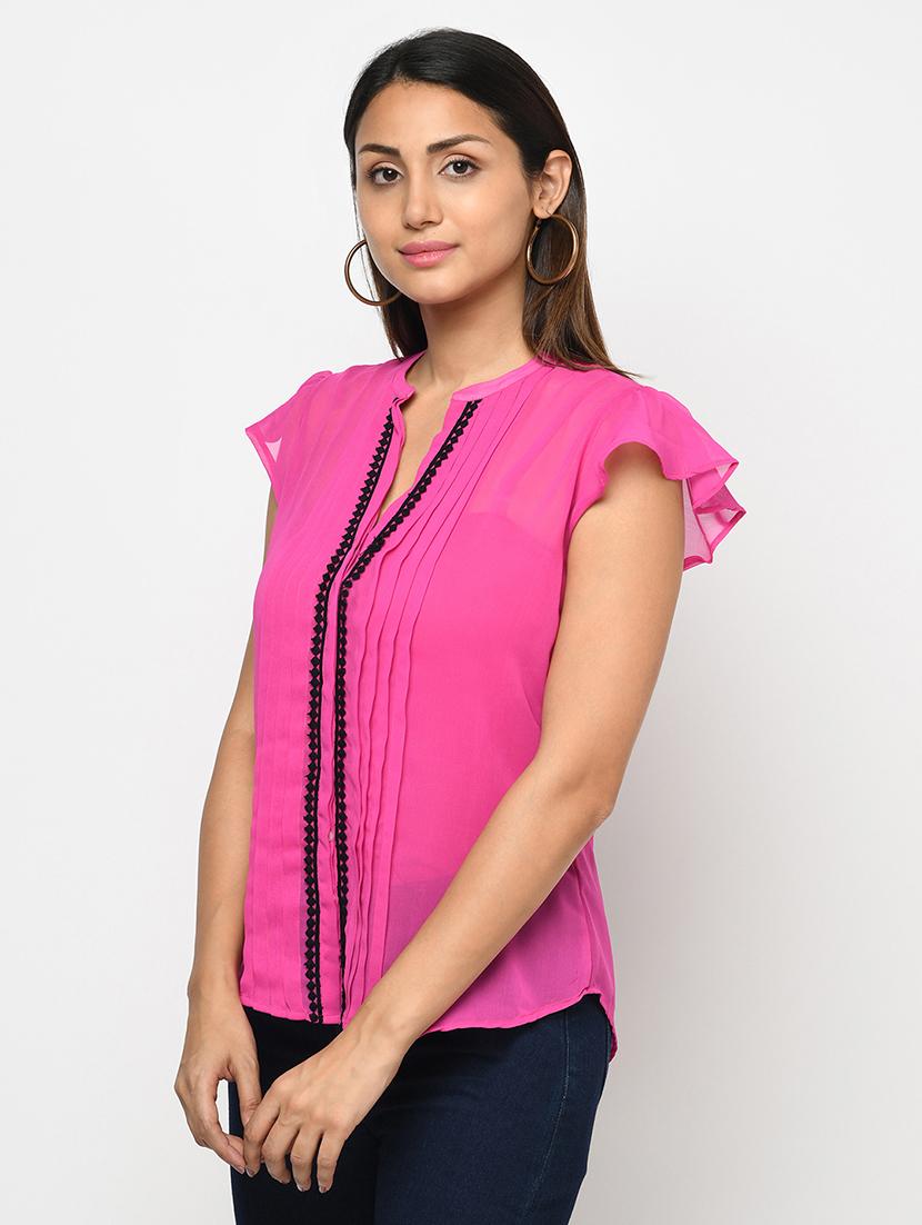women's straight mandarin neck top - 18003519 - Standard Image - 1