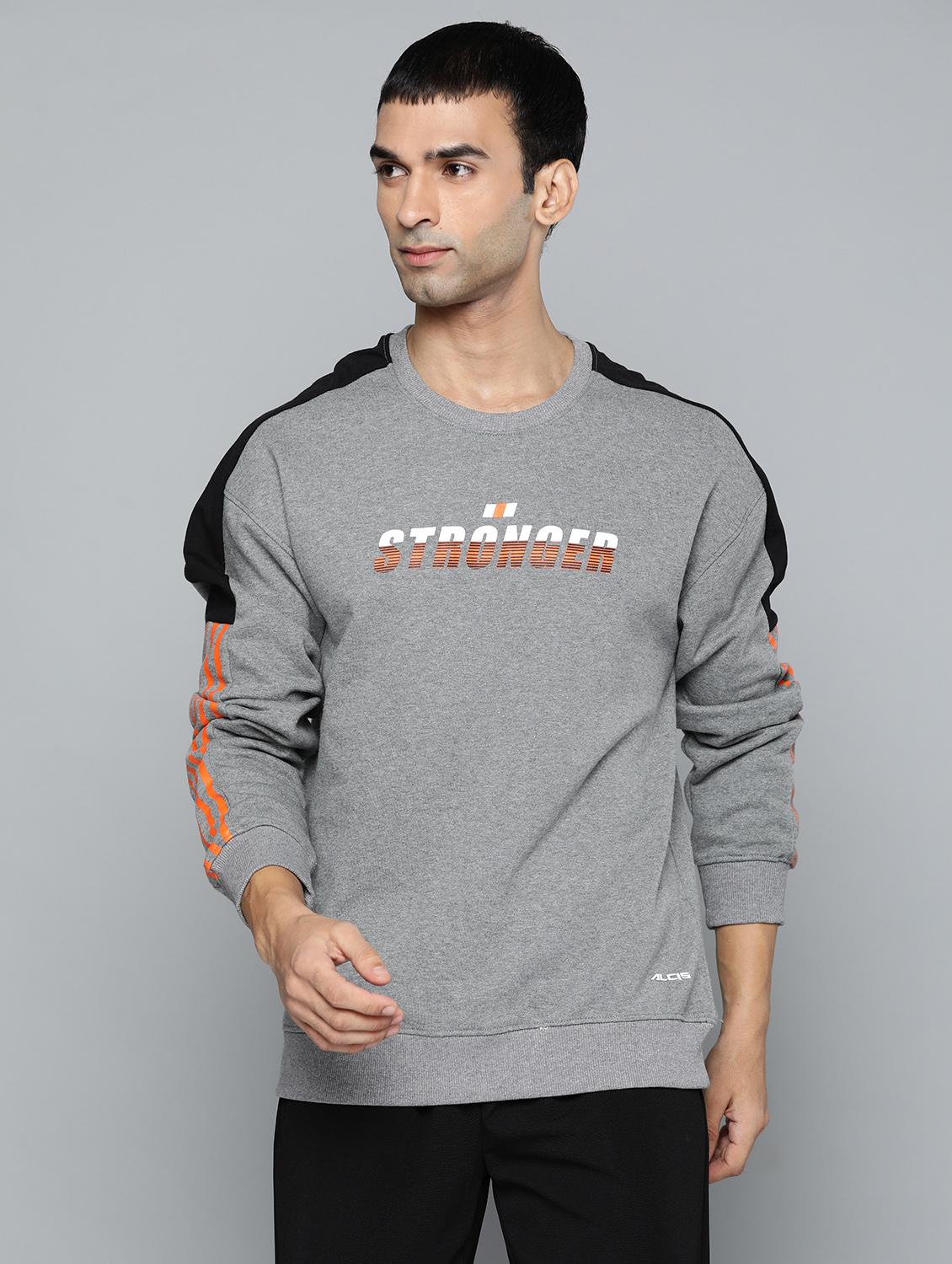 grey printed sweatshirt