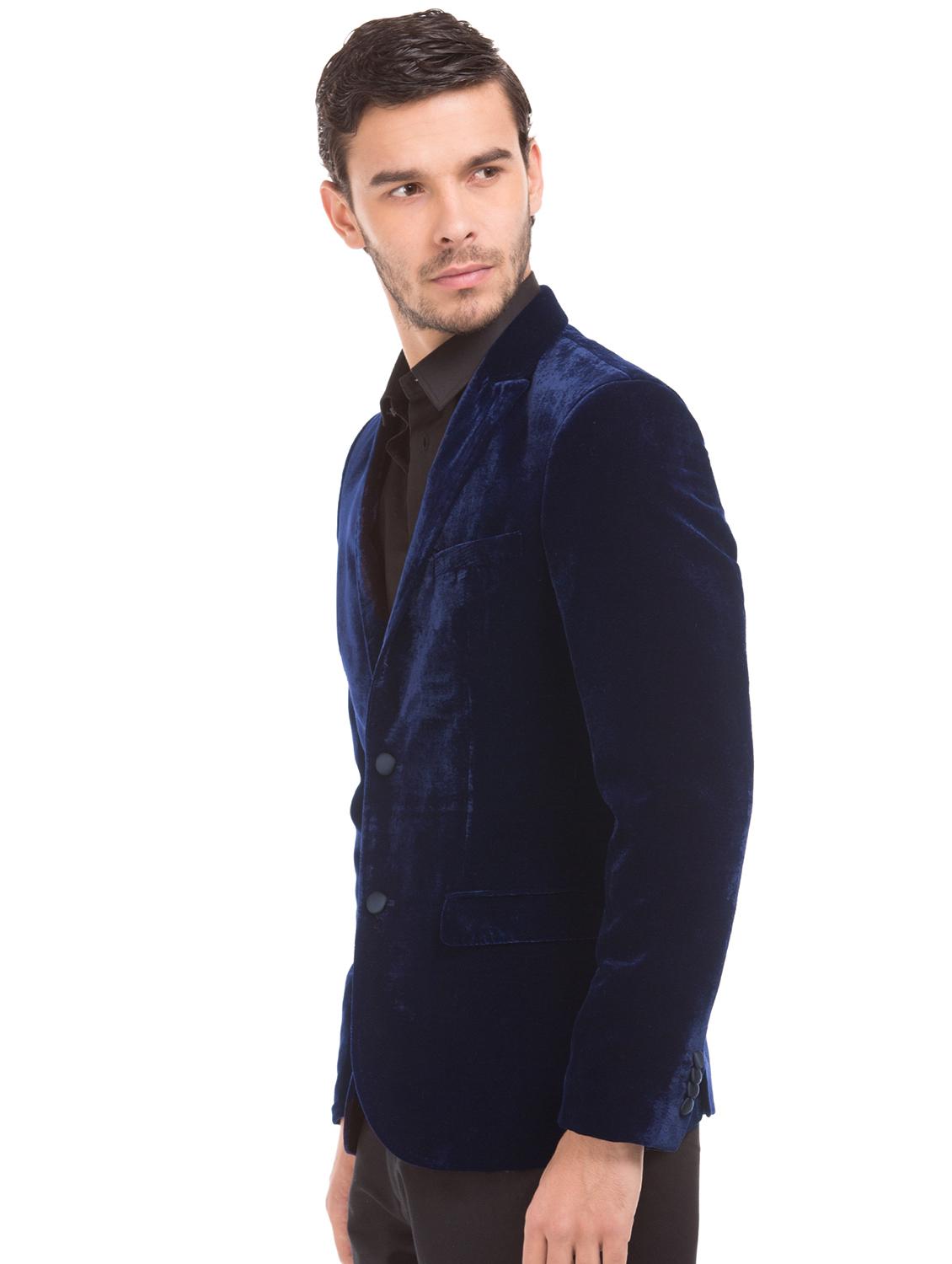 blue solid single breasted formal blazer - 18004746 -  Standard Image - 1