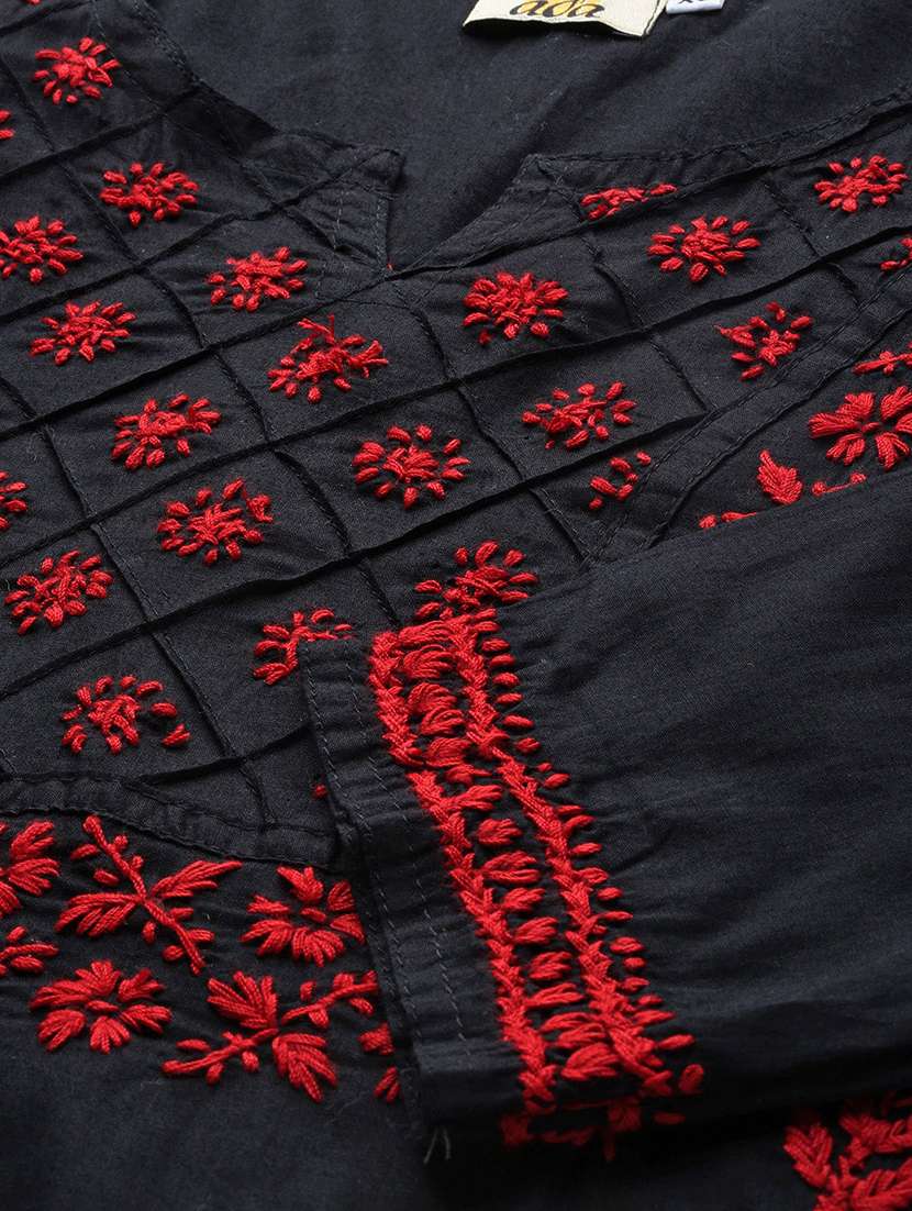 ada hand-embroidered black chikankari kurti  - 18005376 -  Standard Image - 4